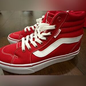 Red VANS Sk8-Hi High-top Sneakers Platform Women's Size 7